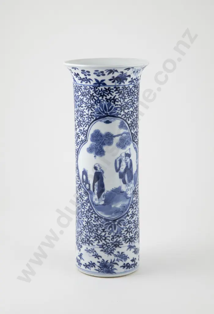Chinese Blue & White Cylindrical Vase Image 1++