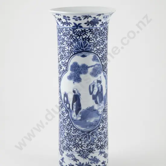 Chinese Blue & White Cylindrical Vase