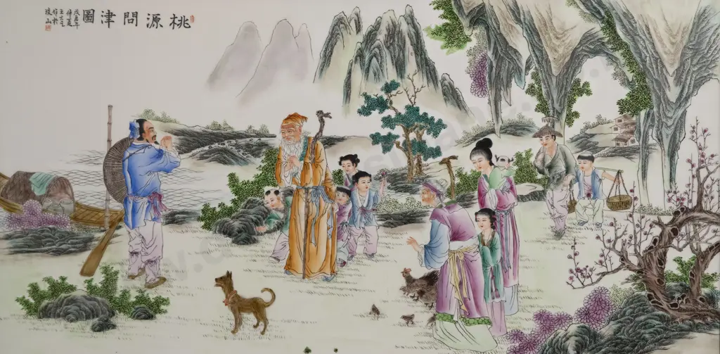 Large Framed Cantonese Ceramic Panel Image 1++