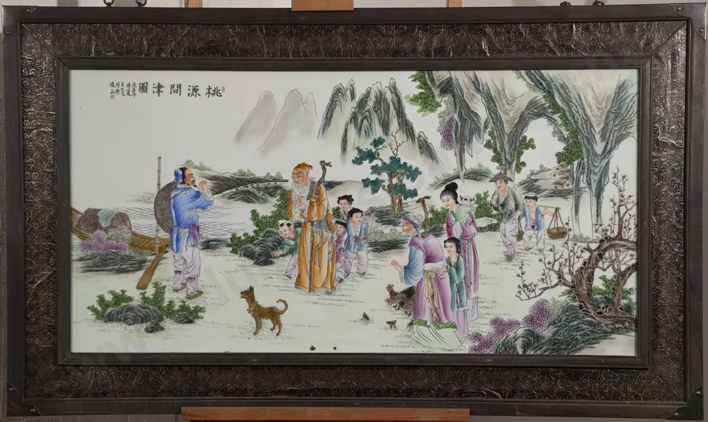 Large Framed Cantonese Ceramic Panel Image 1++