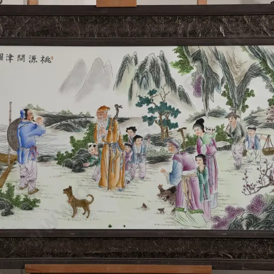 Large Framed Cantonese Ceramic Panel
