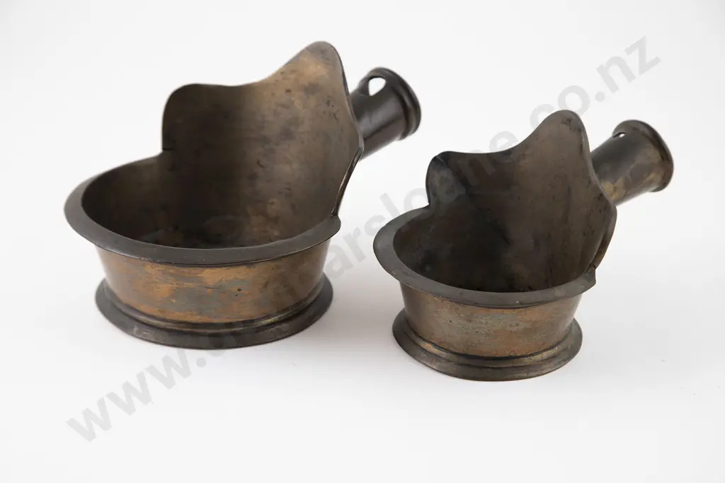 Two Chinese Heavy Bronze Grain Scoops Image 1++
