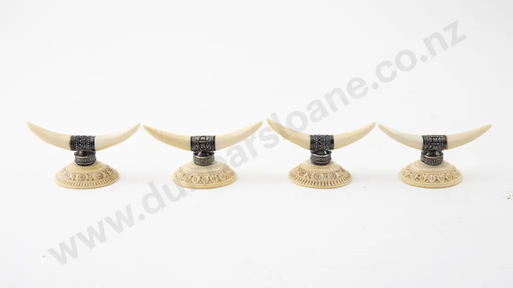 Set of Four Late Victorian S/S & Ivory Knife Rests Image 1++