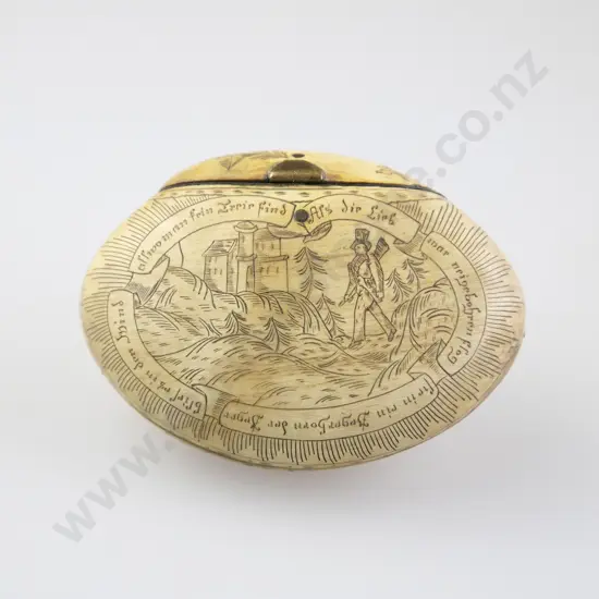 Early C19th German Scrimshawed Bone Snuff Box