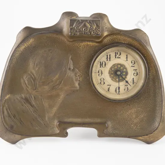 Art Nouveau Cast Brass Mantle Clock