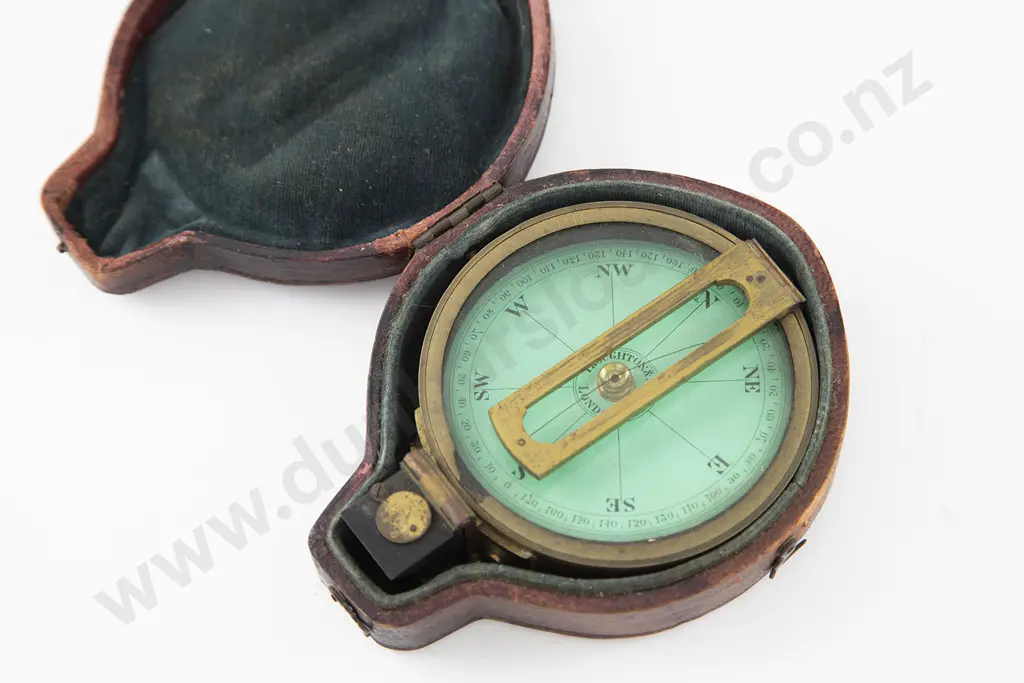 Victorian Bronzed Brass Prismatic Pocket Barometer Image 1++