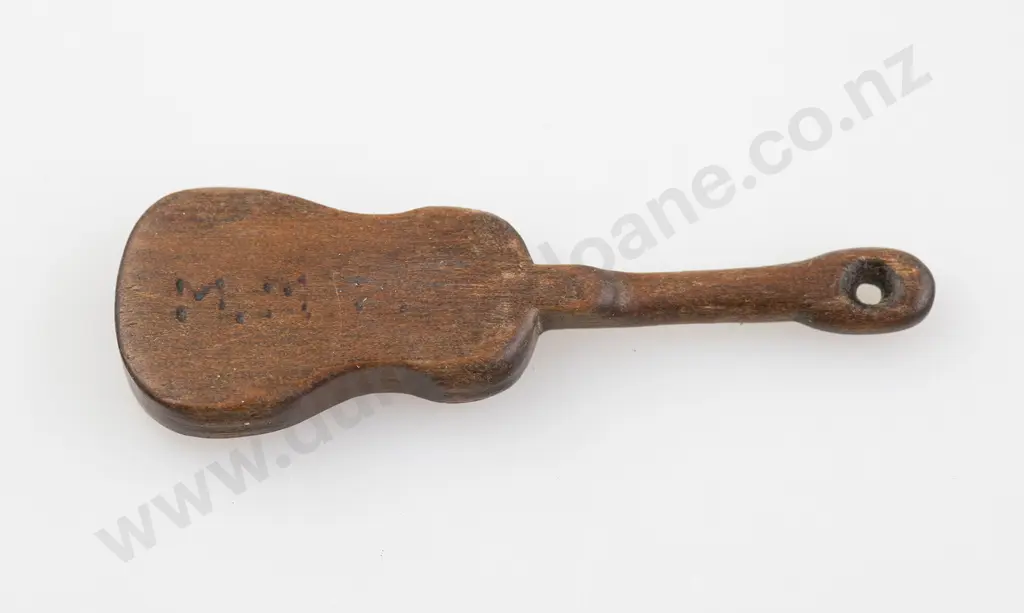 An Interesting C19th Goldfields Carved Wooden Guitar Pendant Image 1++