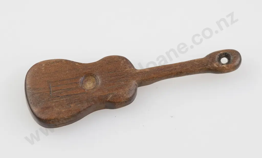 An Interesting C19th Goldfields Carved Wooden Guitar Pendant Image 1++