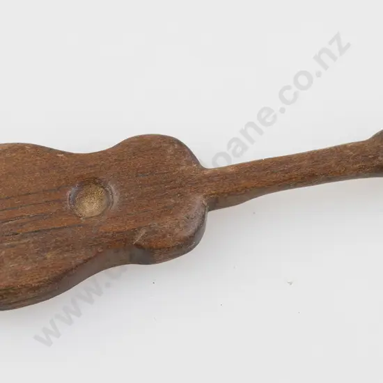 An Interesting C19th Goldfields Carved Wooden Guitar Pendant