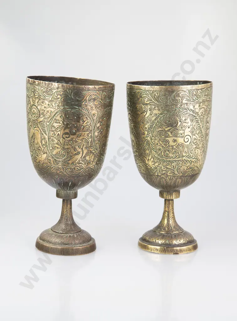 Pair Of C19th Indian Brass Goblets Image 1++