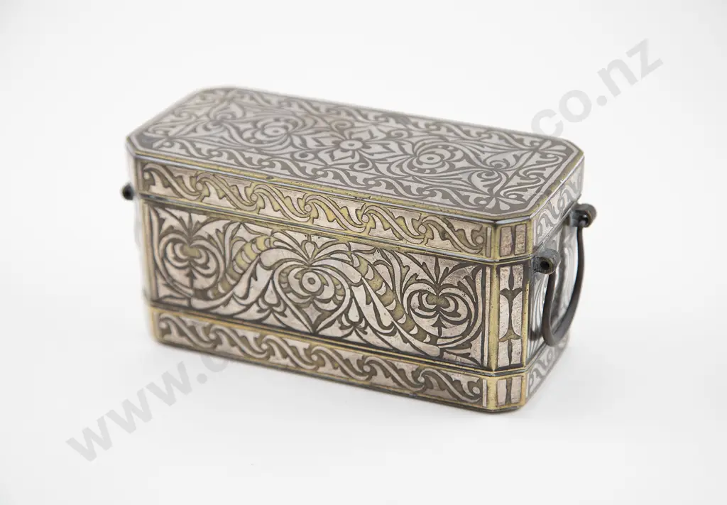 Eastern Silver Inlaid Spice Box Image 1++