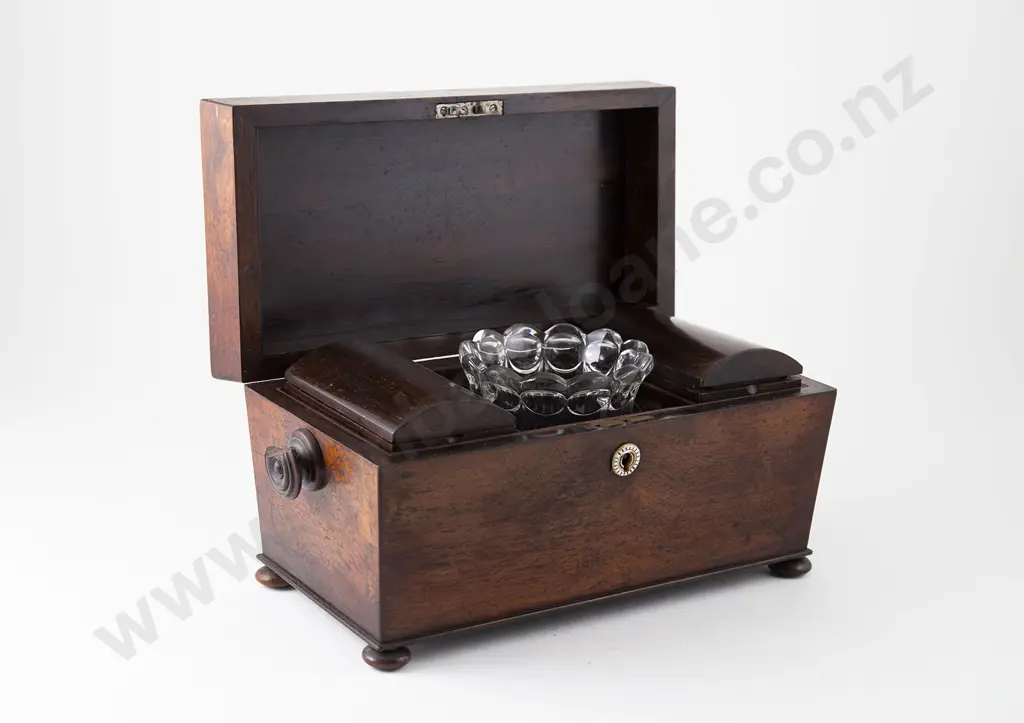 Wm IV Rosewood Sarcophagus Tea Caddy Image 1++