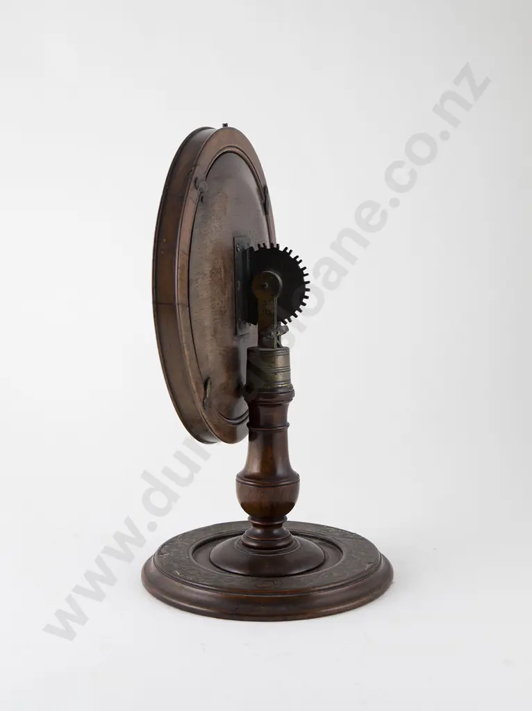Regency Walnut and Brass Inlaid Circular Shaving Mirror Image 1++
