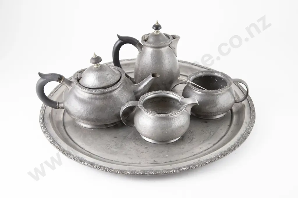 Five Piece Tudric Pewter Teaset Image 1++