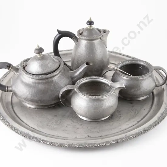 Five Piece Tudric Pewter Teaset