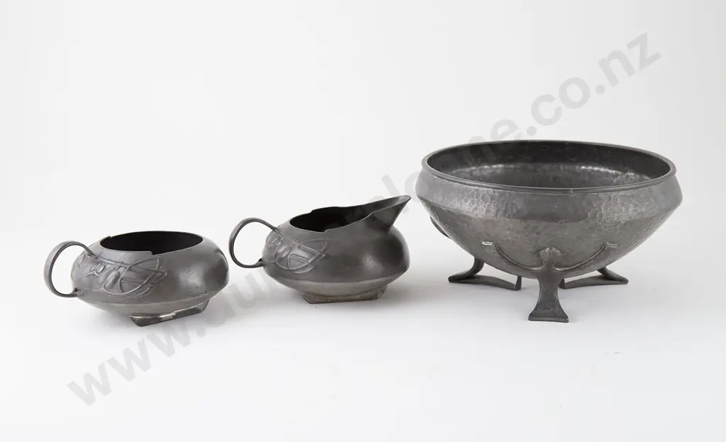 Liberty Tudric Pewter Sugar & Cream Set Image 1++