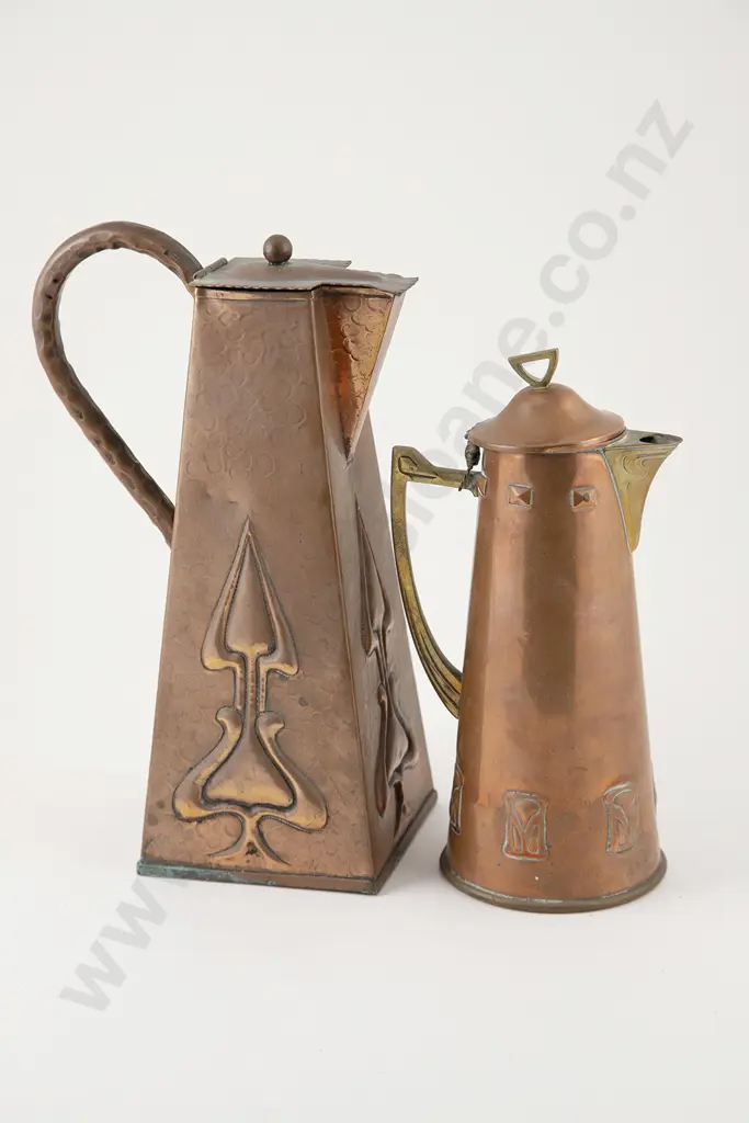 Two Art Nouveau Copper Jugs Image 1++