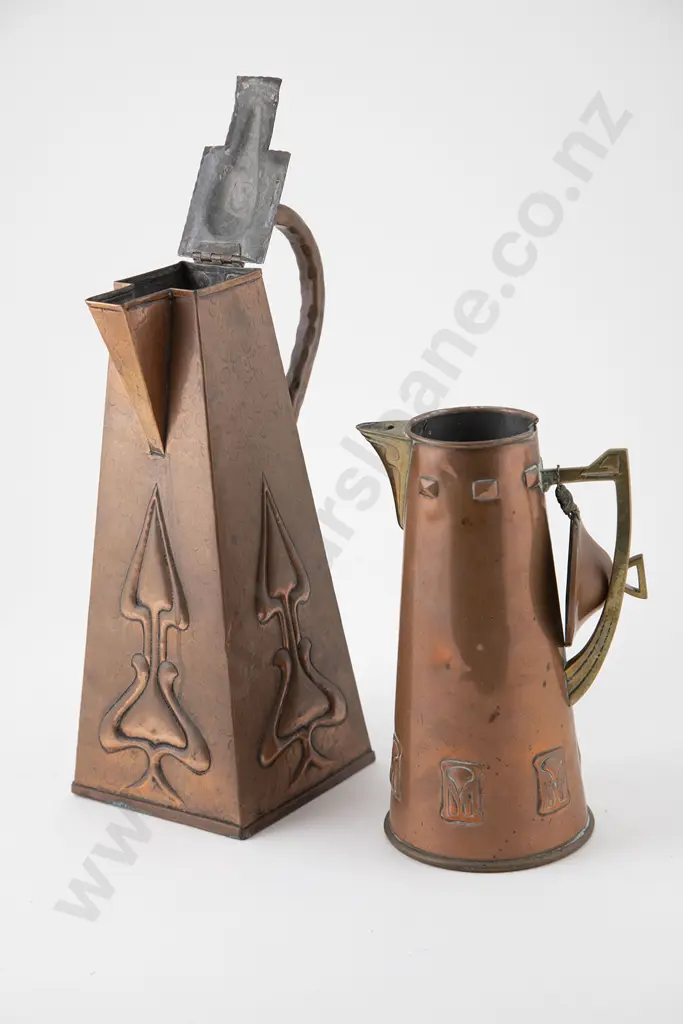Two Art Nouveau Copper Jugs Image 1++
