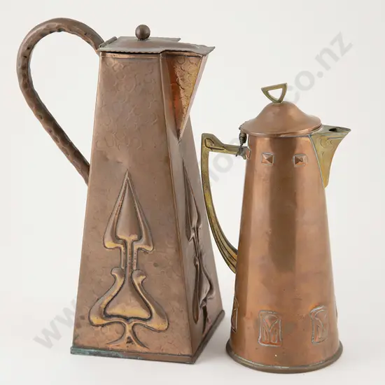 Two Art Nouveau Copper Jugs