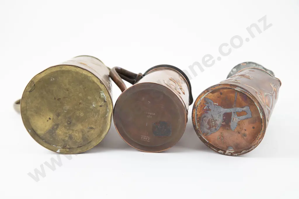 Three Art Nouveau Copper & Brass Jugs By Joseph Sankey & Sons Image 1++