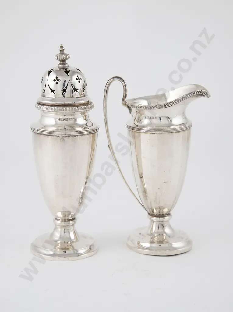 Geo V S/S Cream Jug & Matching Sugar Caster Image 1++