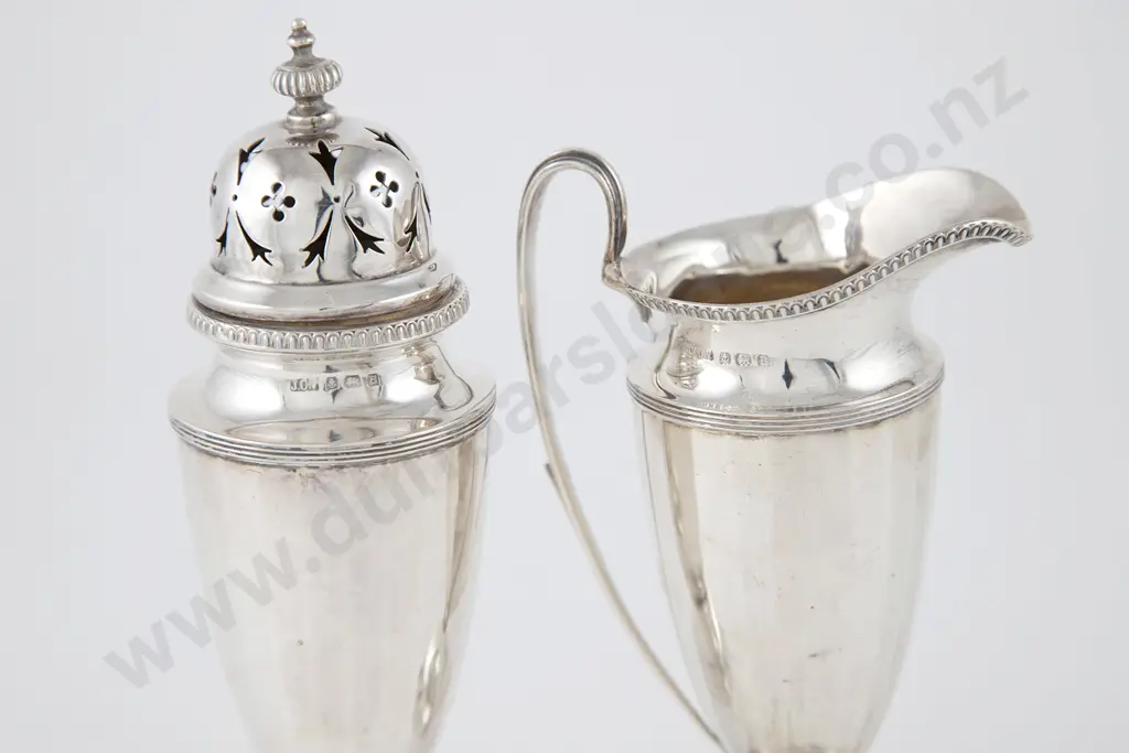 Geo V S/S Cream Jug & Matching Sugar Caster Image 1++