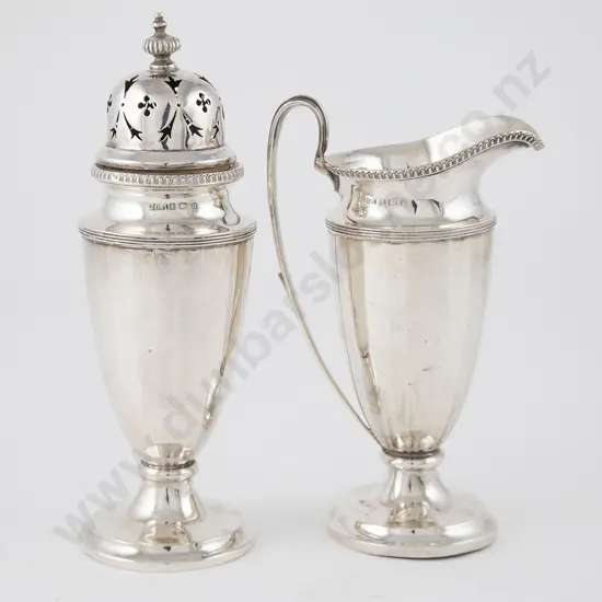 Geo V S/S Cream Jug & Matching Sugar Caster