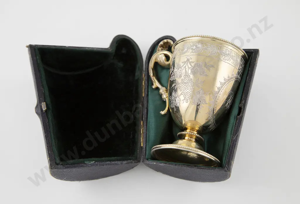 Cased Victorian S/S Gilt Cup Image 1++