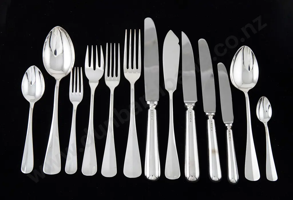 Extensive 126 Piece Sola Hollands Glad Pattern Silver Suite Of Cutlery Image 1++
