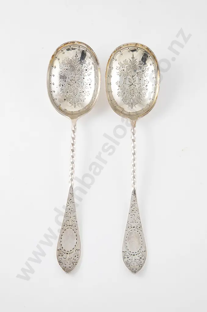 Pair Victorian S/S Berry Spoons Image 1++