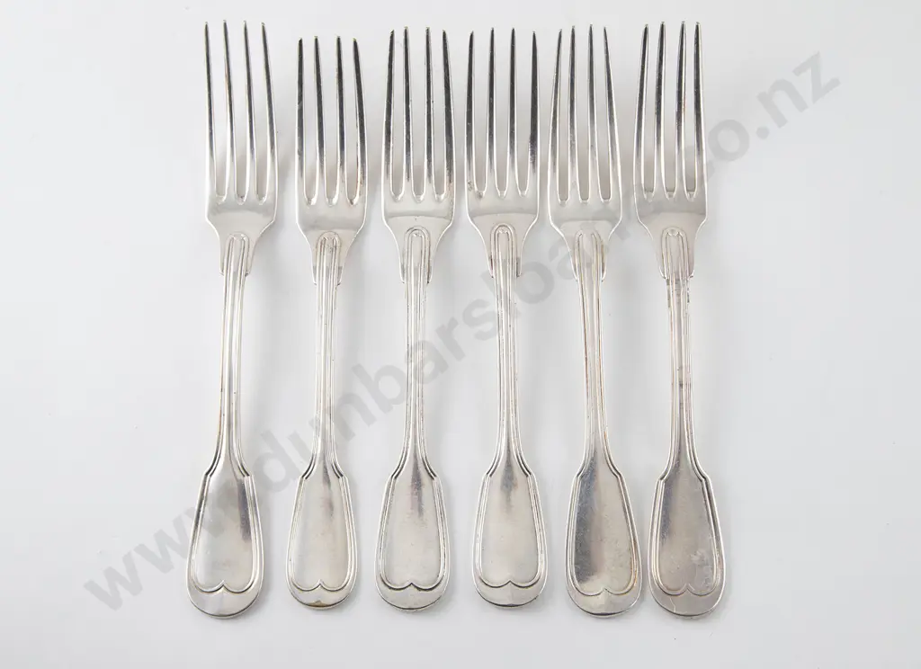 Six European Fiddle & Thread Pattern Table Forks Image 1++