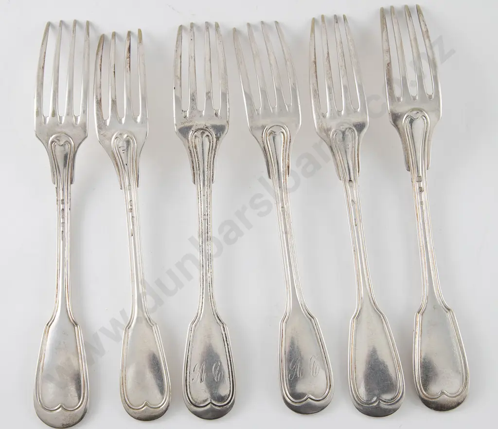 Six European Fiddle & Thread Pattern Table Forks Image 1++