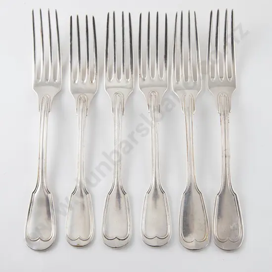 Six European Fiddle & Thread Pattern Table Forks