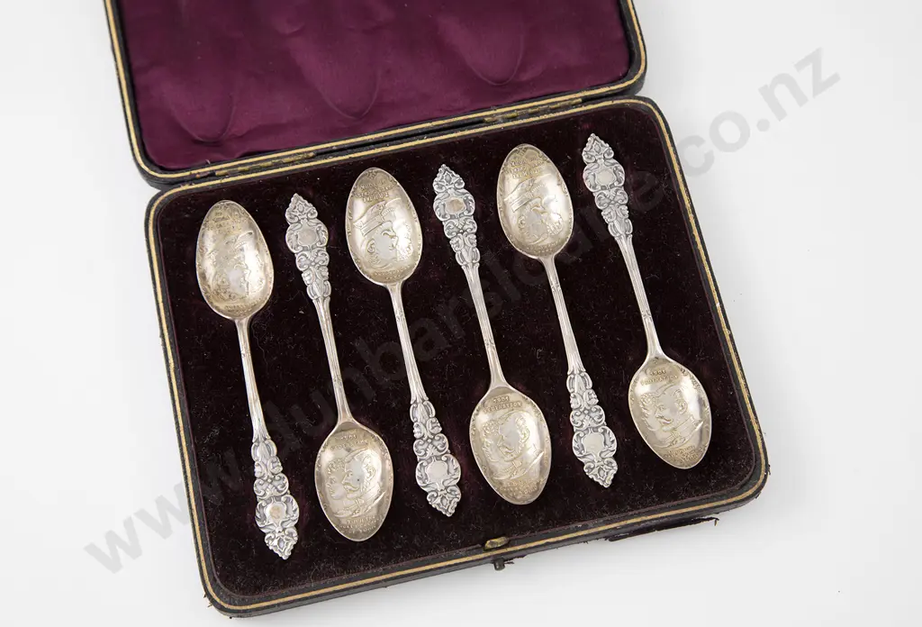 Cased Set Six S/S 1901 Federation Teaspoons Image 1++