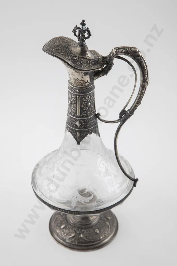 Fine C19th French Silver & Engraved Glass Aiguiere Claret Jug Image 1++