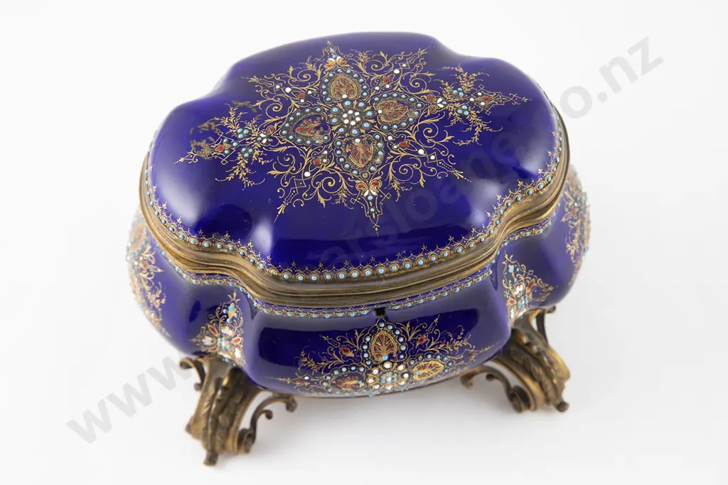 Late C19th French Bleu Royale Enamel Jewel Casket Image 1++