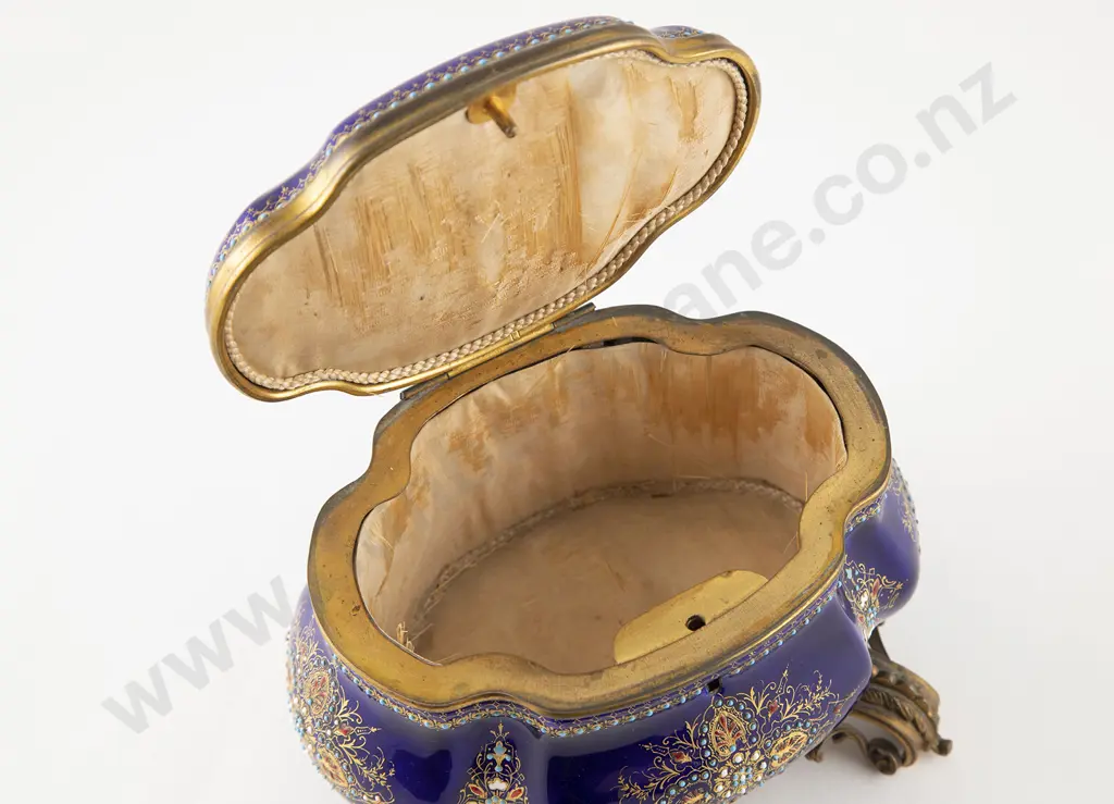 Late C19th French Bleu Royale Enamel Jewel Casket Image 1++