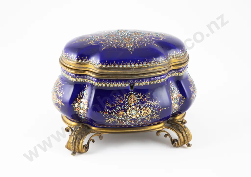 Late C19th French Bleu Royale Enamel Jewel Casket Image 1++