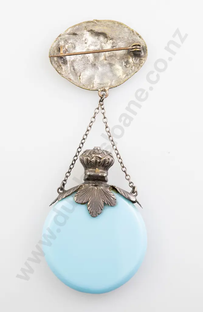 Late C19th Turquoise Glass Scent Flask Image 1++