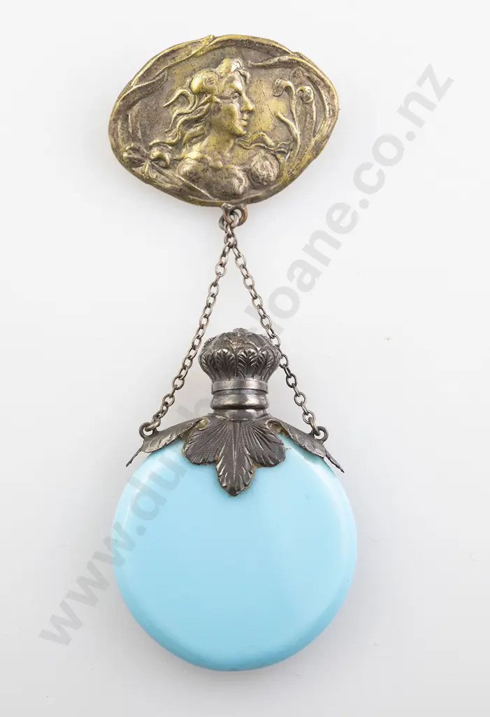 Late C19th Turquoise Glass Scent Flask Image 1++