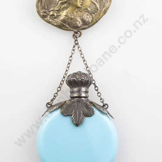 Late C19th Turquoise Glass Scent Flask
