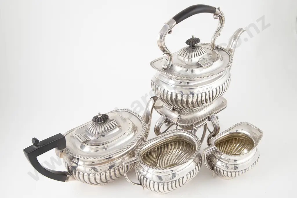 Four Victorian S/S Piece Tea Set Image 1++
