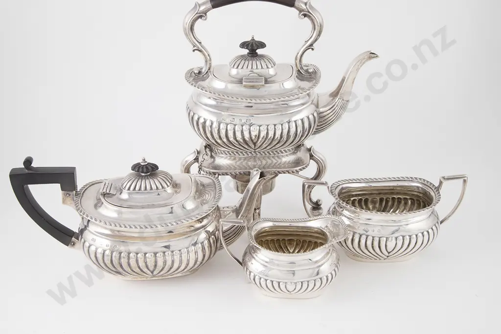 Four Victorian S/S Piece Tea Set Image 1++