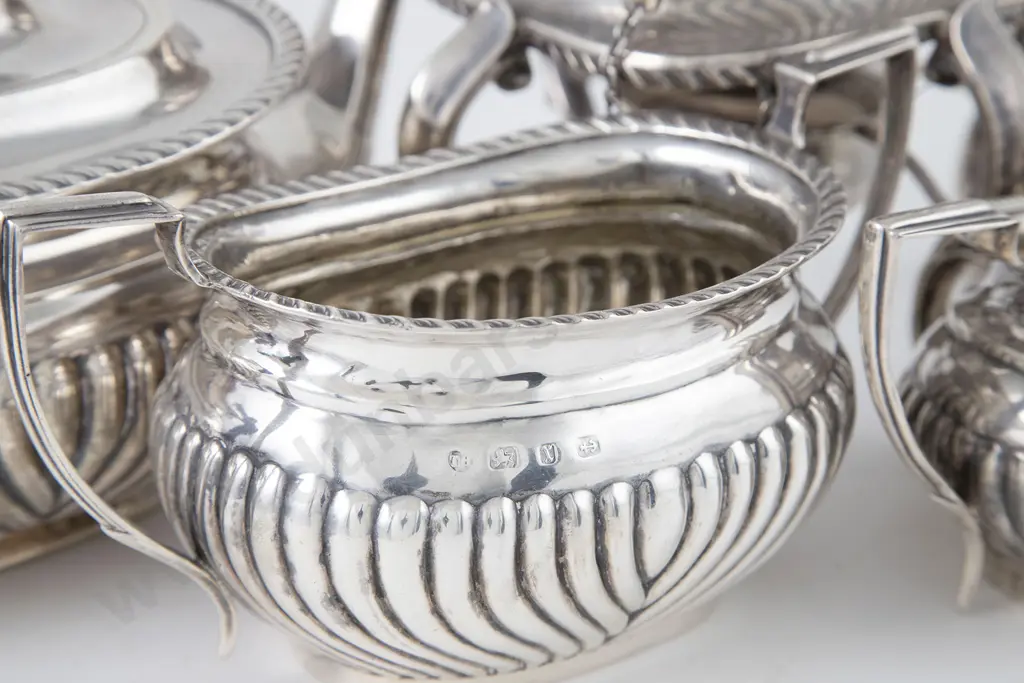 Four Victorian S/S Piece Tea Set Image 1++