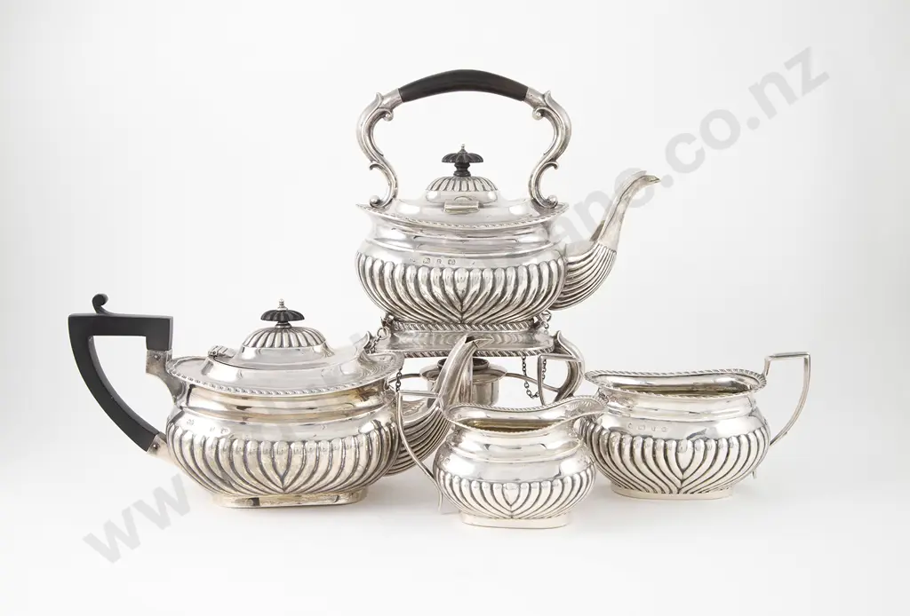 Four Victorian S/S Piece Tea Set Image 1++