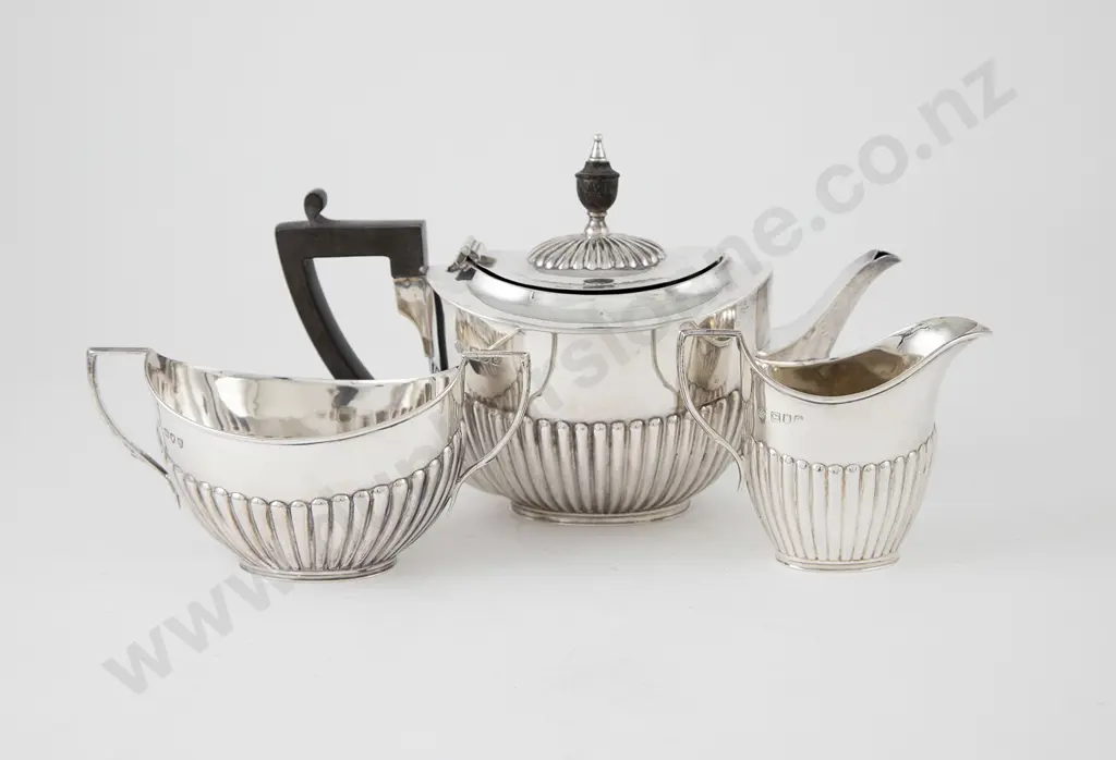 Victorian/Edward VII Composed S/S Three Piece Bachelors Teaset Image 1++