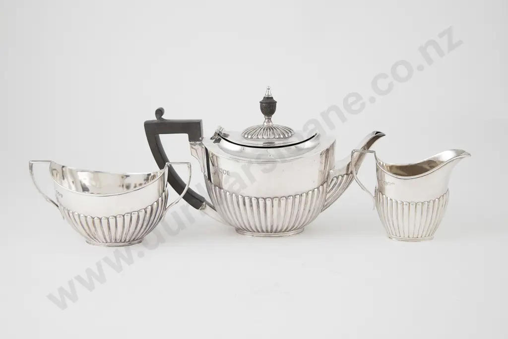 Victorian/Edward VII Composed S/S Three Piece Bachelors Teaset Image 1++