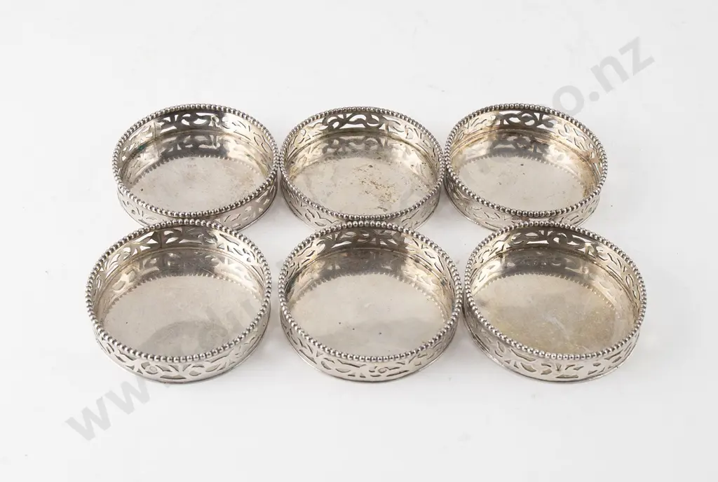 Set Of Six Small Dutch Silver Coasters Image 1++