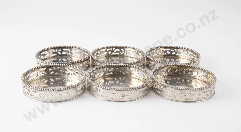 Set Of Six Small Dutch Silver Coasters Image 1++