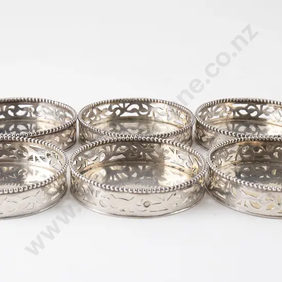 Set Of Six Small Dutch Silver Coasters